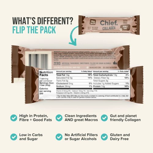 Collagen Protein Bar Double Choc 12 bars Chief Nutrition 33102697