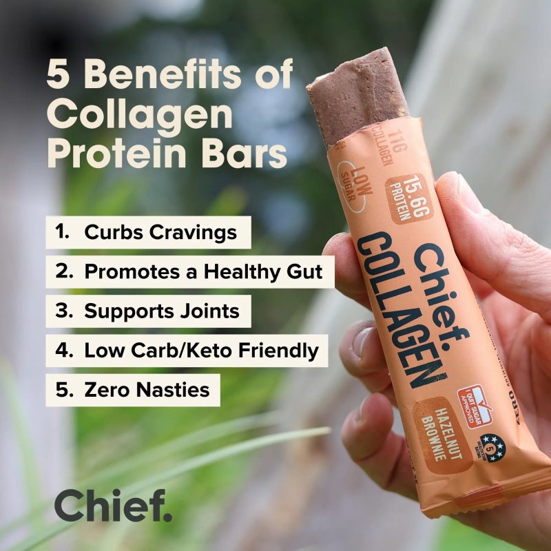 Collagen Protein Bar Hazelnut Brownie 12 bars Chief Nutrition 33103059