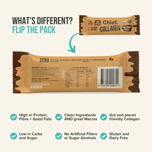 Collagen Protein Choc Peanut Butter Bar 12 bars PRE RELEASE Chief Nutrition 33117153