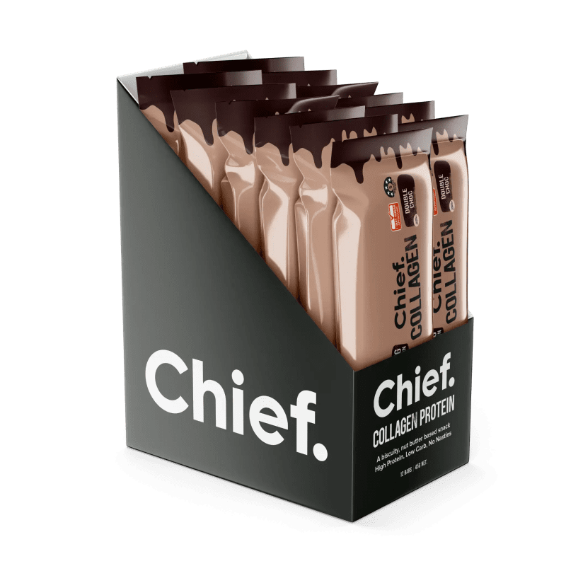 Collagen Protein Double Choc Bar 12 bars MISLABELLED Chief Nutrition 113637870