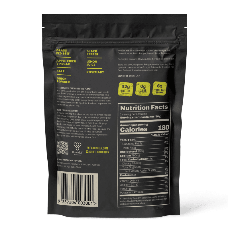 Grass fed Biltong Lemon Pepper 10 x 2oz bags Chief Nutrition 33097289