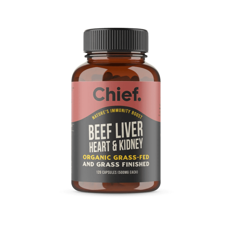 Organic Beef Liver Heart Kidney Immunity Boost 120 Capsules testing Chief Nutrition 33093445