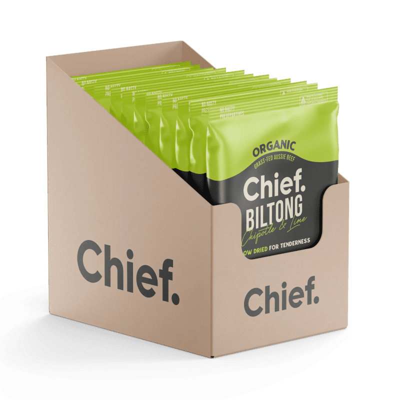 Organic Biltong Chipotle Lime 12 x 30g bags Chief Nutrition 33043688