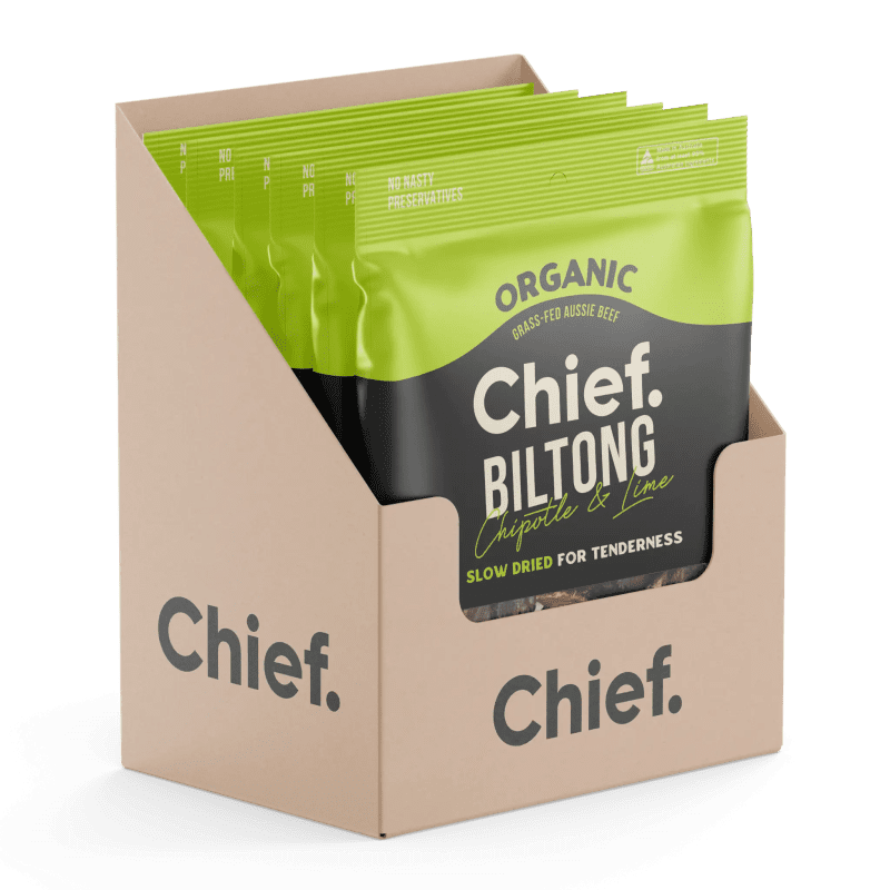 Organic Biltong Chipotle Lime 6 x 90g bags Chief Nutrition 33044160