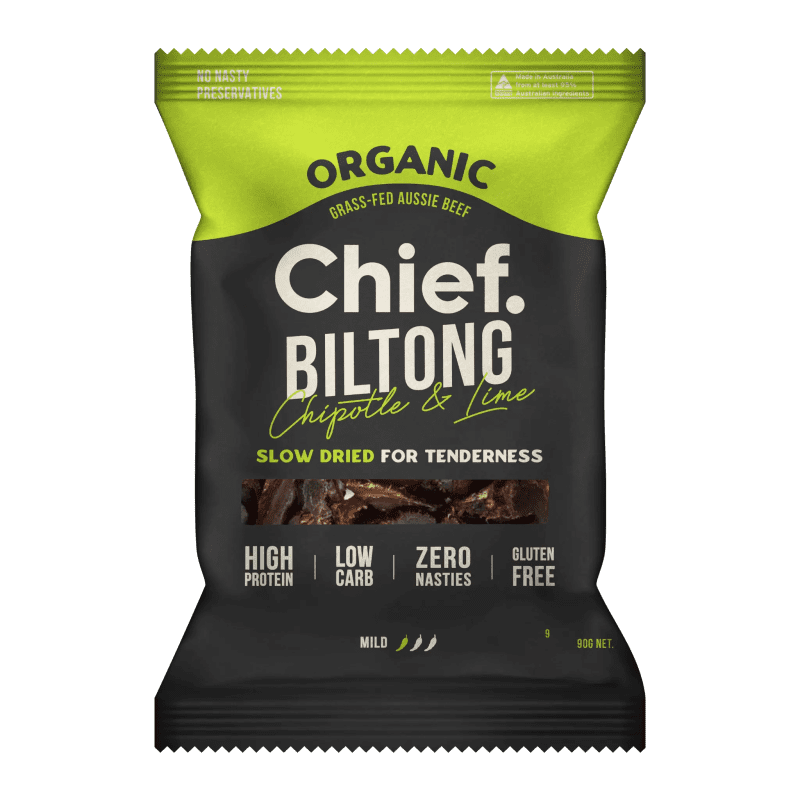 Organic Biltong Chipotle Lime 6 x 90g bags Chief Nutrition 33044282