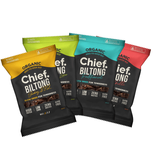 Organic Biltong Sampler 4 x 30g bags Chief Nutrition 32993967