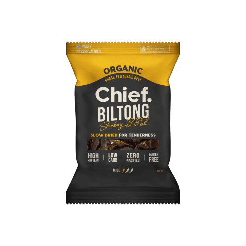 Organic Biltong Smokey BBQ 12 x 30g bags Chief Nutrition 33028047