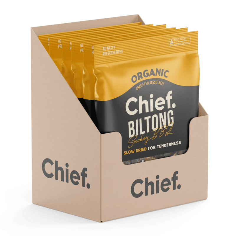 Organic Biltong Smokey BBQ 6 x 90g bags Chief Nutrition 33036858