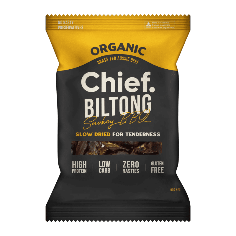 Organic Biltong Smokey BBQ 6 x 90g bags Chief Nutrition 33036931